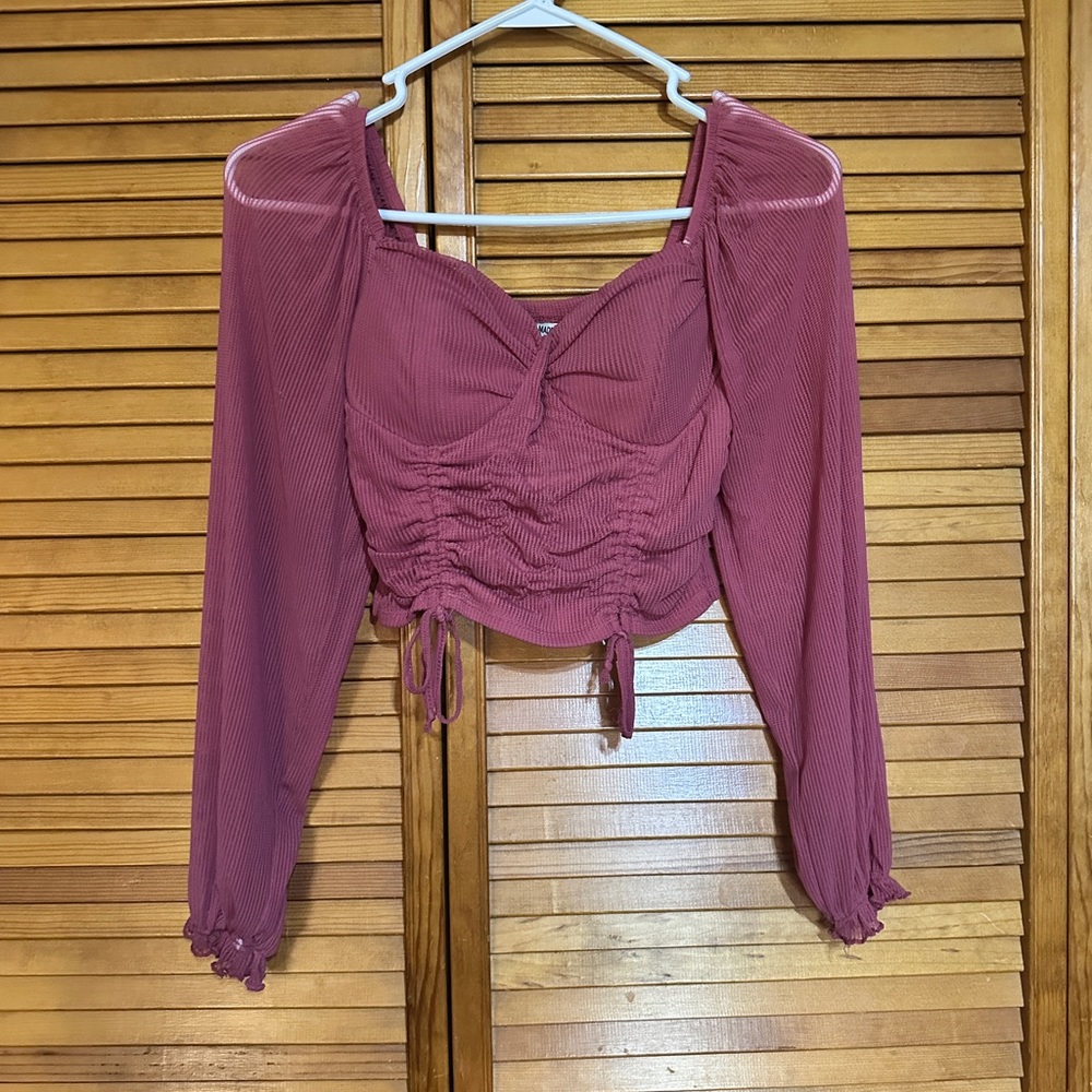 Chic Ruched Mauve Crop Top